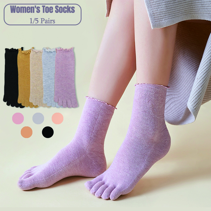 Toe Sock Split - 1/5 Pairs Cotton Women Five Finger