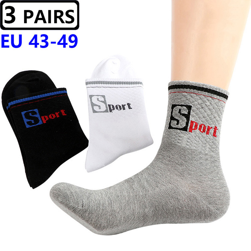 3 Pairs/Pack Big Large Socks E - Cotton Crew Sock Pack บทวิจารณ์และราคา