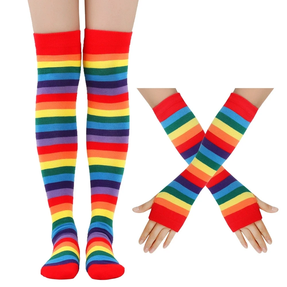 Rainbow Headband Strap Sleeve  - Knee High Sock Women บทวิจารณ์และราคา
