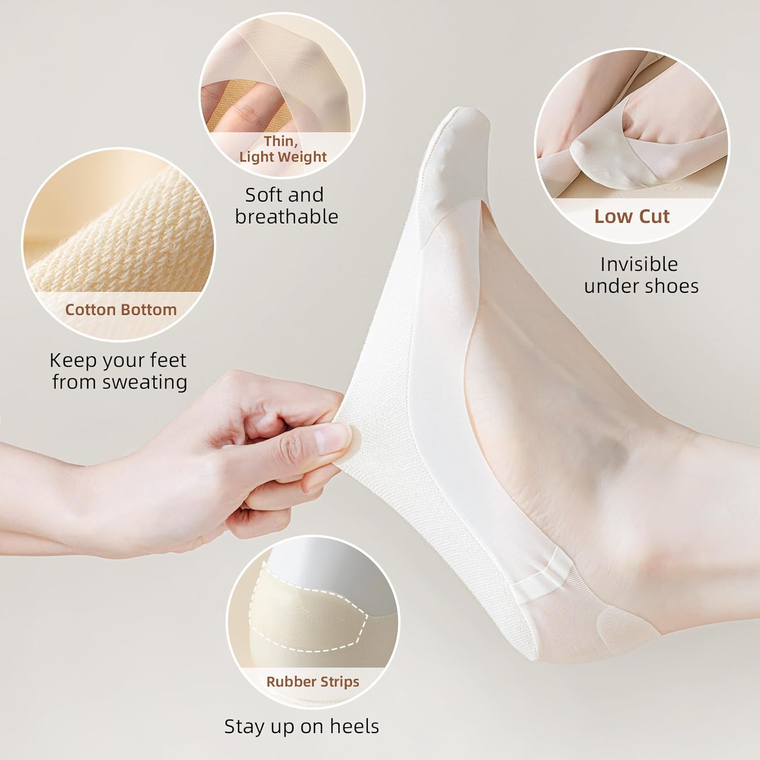 Caudblor 6 Pack Thin No Show S - Invisibility Sock Loafer บทวิจารณ์และราคา