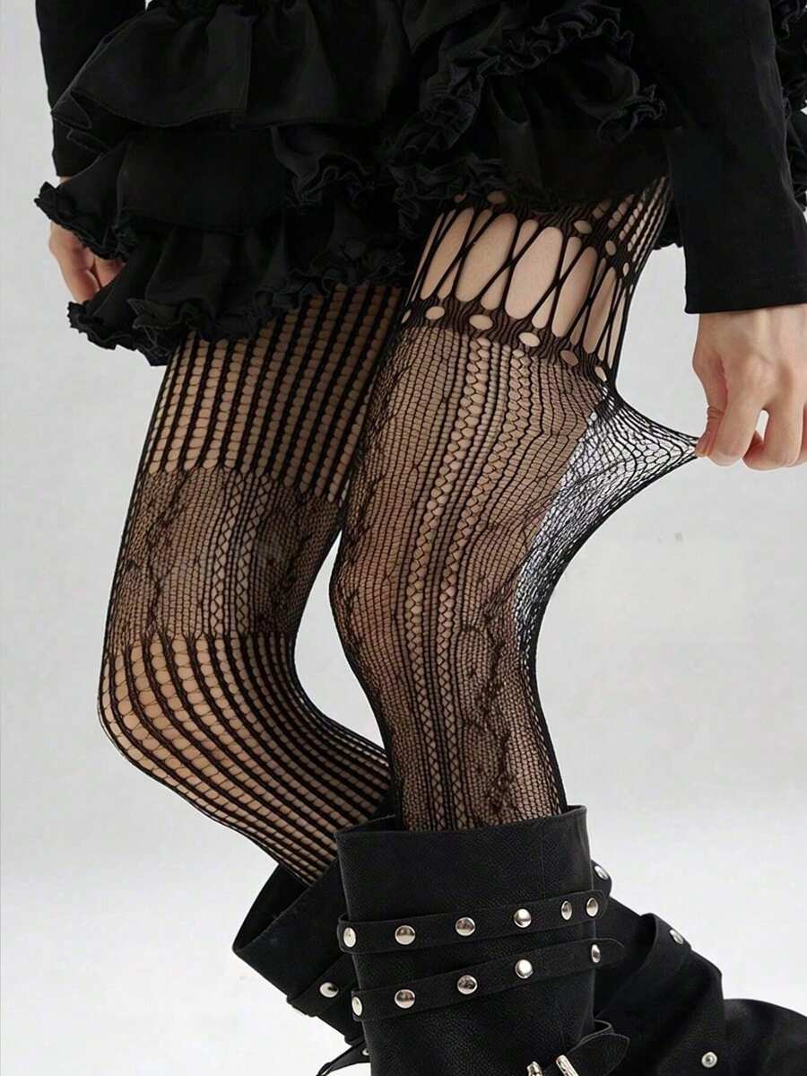 1pc Asymmetric Hollow Fishnet  - Fishnet Stocking Women บทวิจารณ์และราคา