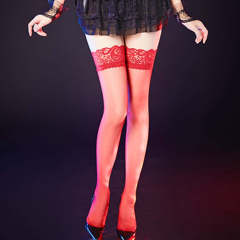 Thigh High Stripe Lace Stockin - Thigh High Sock Stay Up บทวิจารณ์และราคา