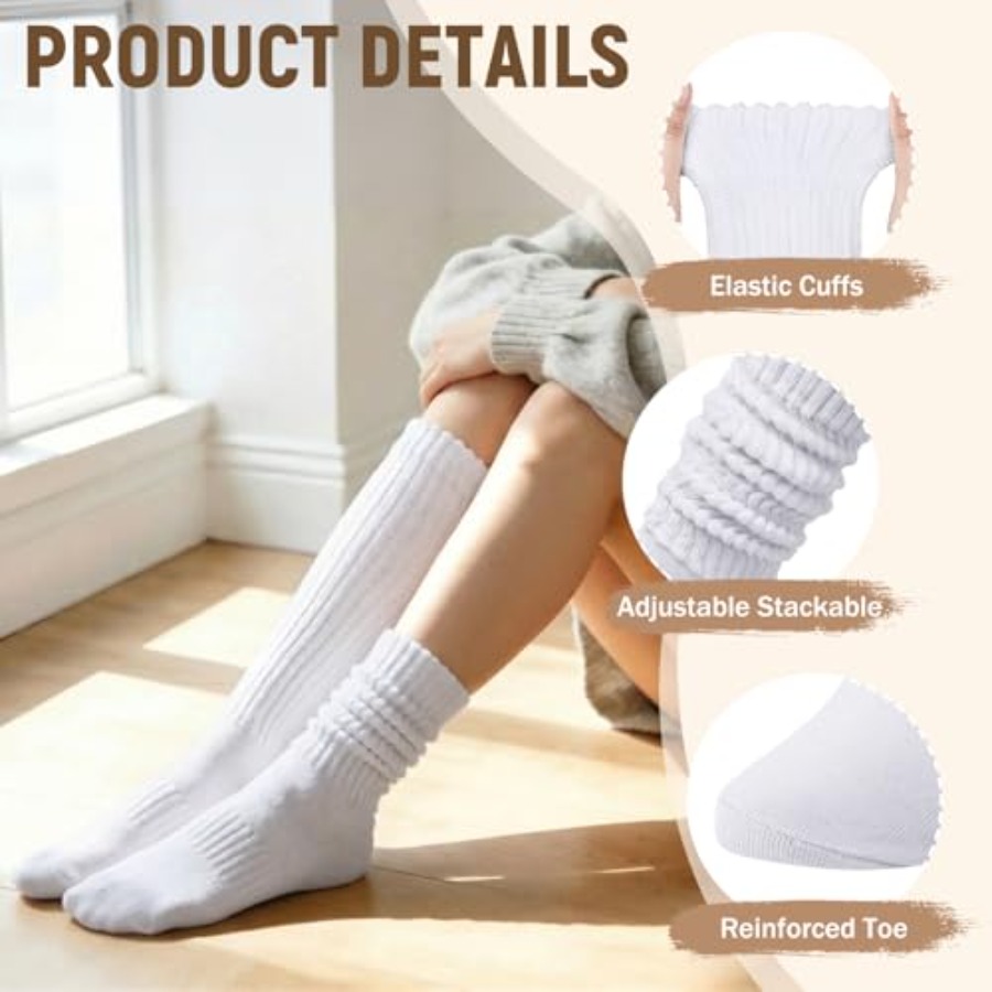 Chalier 5 Pairs Slouchy Socks  - Boot Sock Slouchy บทวิจารณ์และราคา