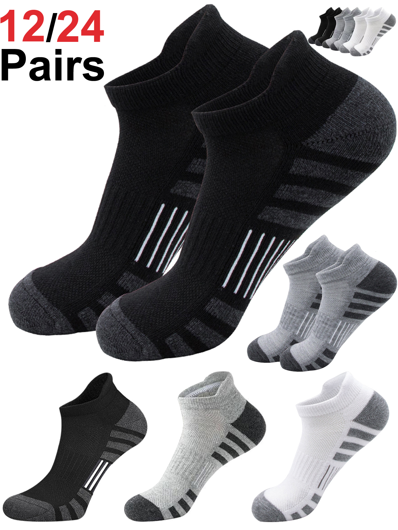 12/24 Pairs Cushioned Breathab - Athletic Sock Cushion บทวิจารณ์และราคา