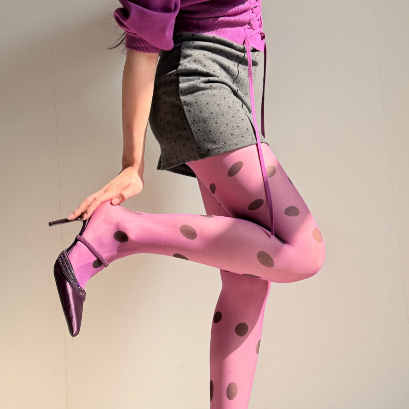 Retro Polka Dot Sheer Tights f - Tights Pantyhose Sheer บทวิจารณ์และราคา