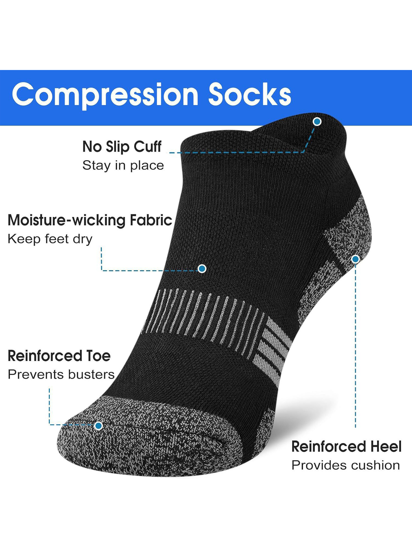 Men's Ankle Socks 6/12 Pairs B - Ankle Sock Low Cut บทวิจารณ์และราคา
