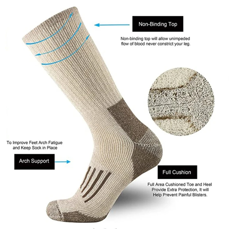 80% Wool Socks Warm Thicken Hi - Wool Hiking Sock บทวิจารณ์และราคา