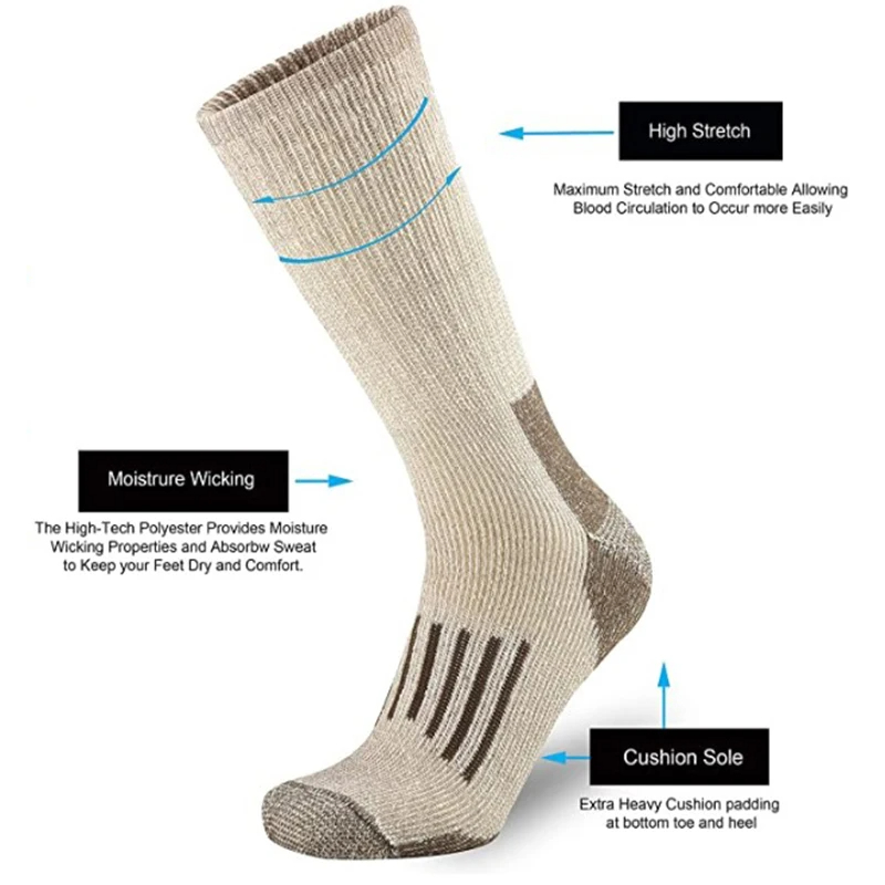 80% Wool Socks Warm Thicken Hi - Wool Hiking Sock บทวิจารณ์และราคา