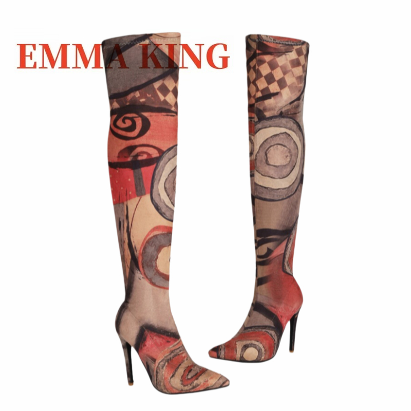 Women's Art Print Thigh High B - Knee High Sock Women บทวิจารณ์และราคา
