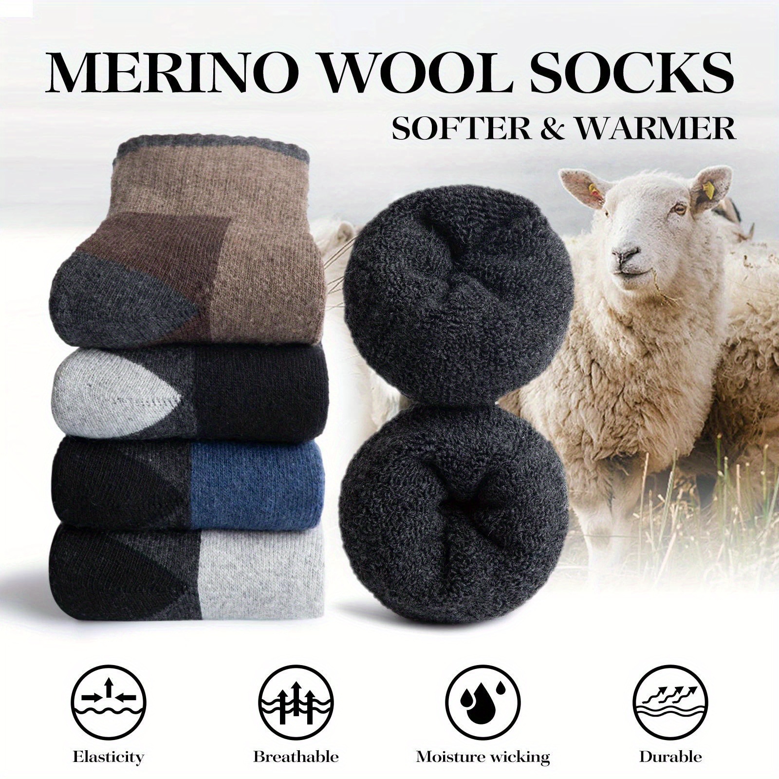Winter Merino Wool Socks Thick - Wool Hiking Sock บทวิจารณ์และราคา