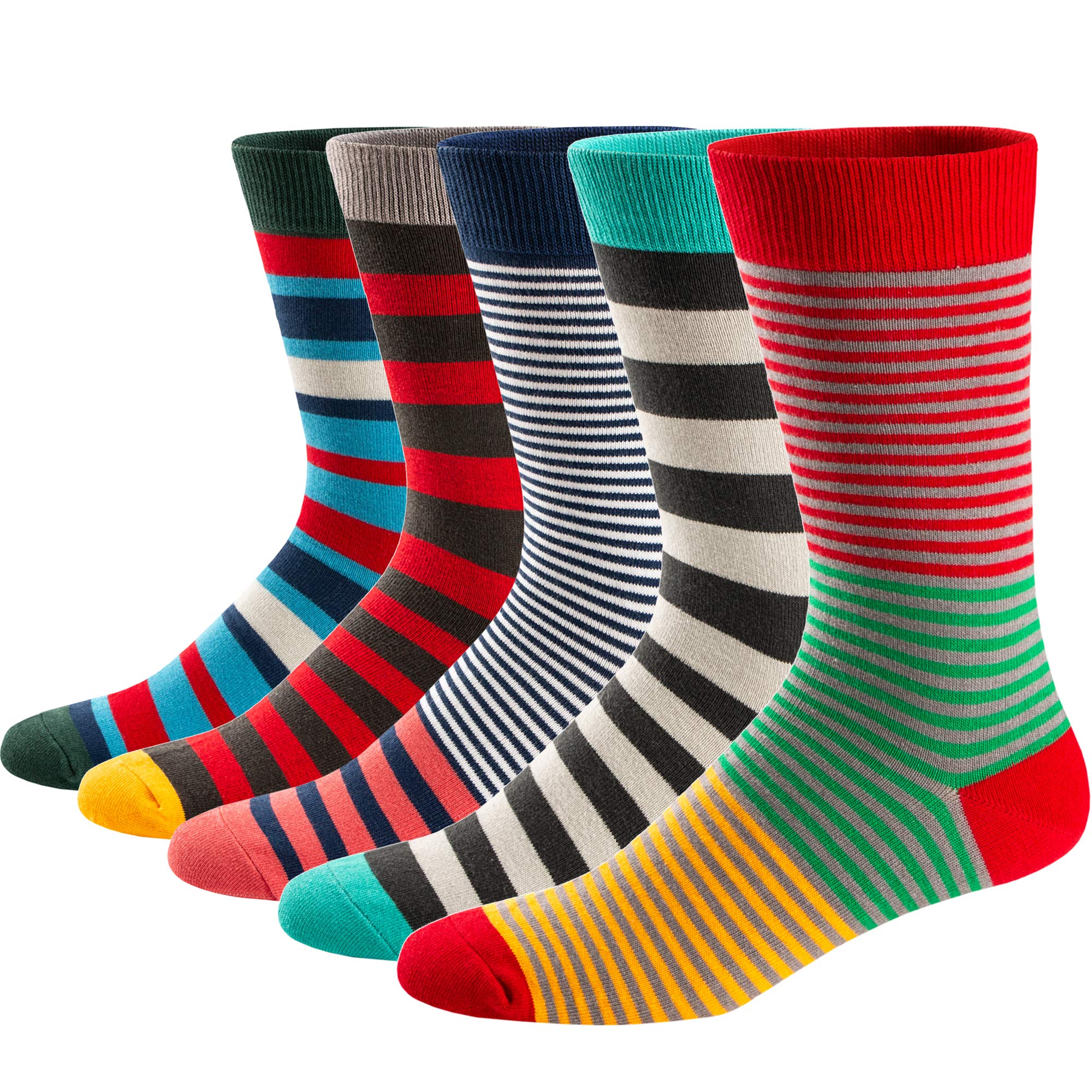 5Pairs Mens Fun Dress Socks, P - Cotton Crew Sock Pack บทวิจารณ์และราคา