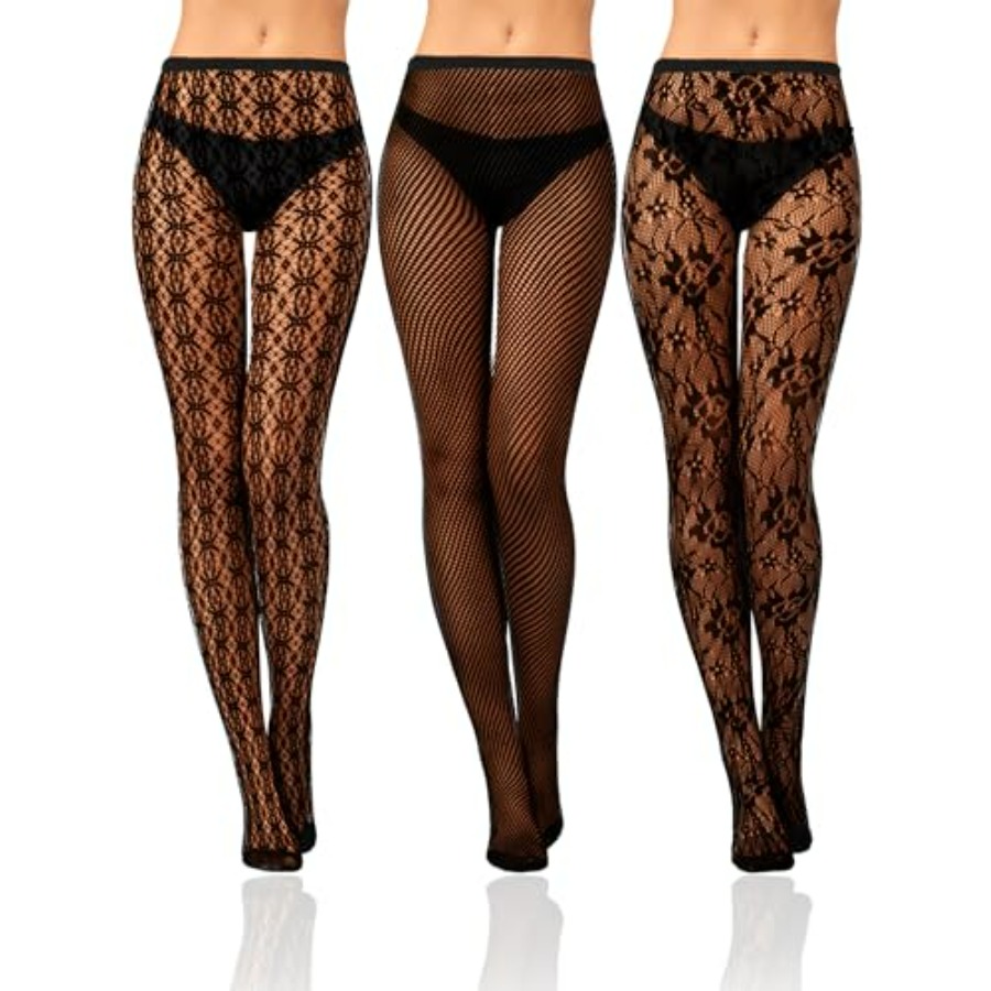 Bencailor 3 Pairs Women Rhines - Fishnet Stocking Women บทวิจารณ์และราคา