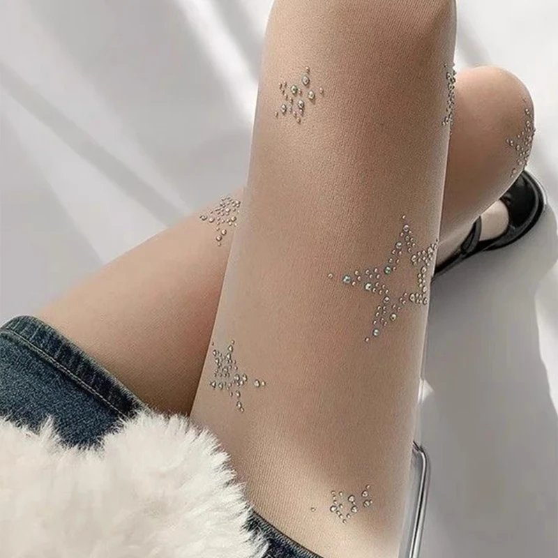 Y2k Star Diamond Rhinestone Fi - Fishnet Stocking Women บทวิจารณ์และราคา