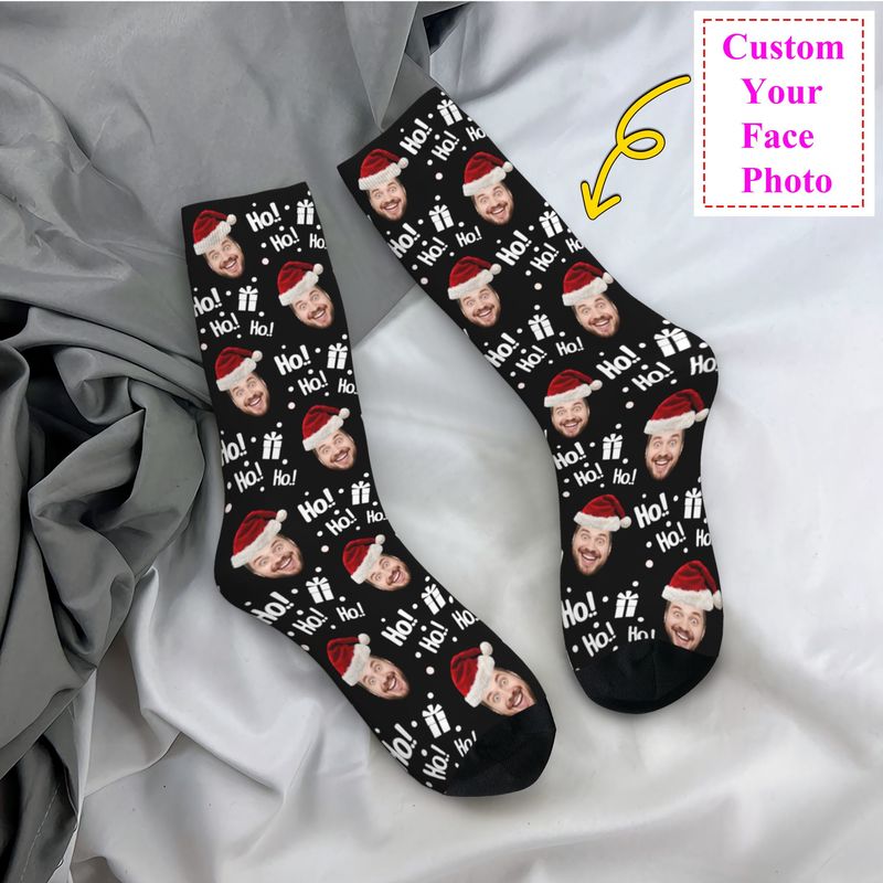 Christmas Face Photo Personali - Dress Sock Men บทวิจารณ์และราคา