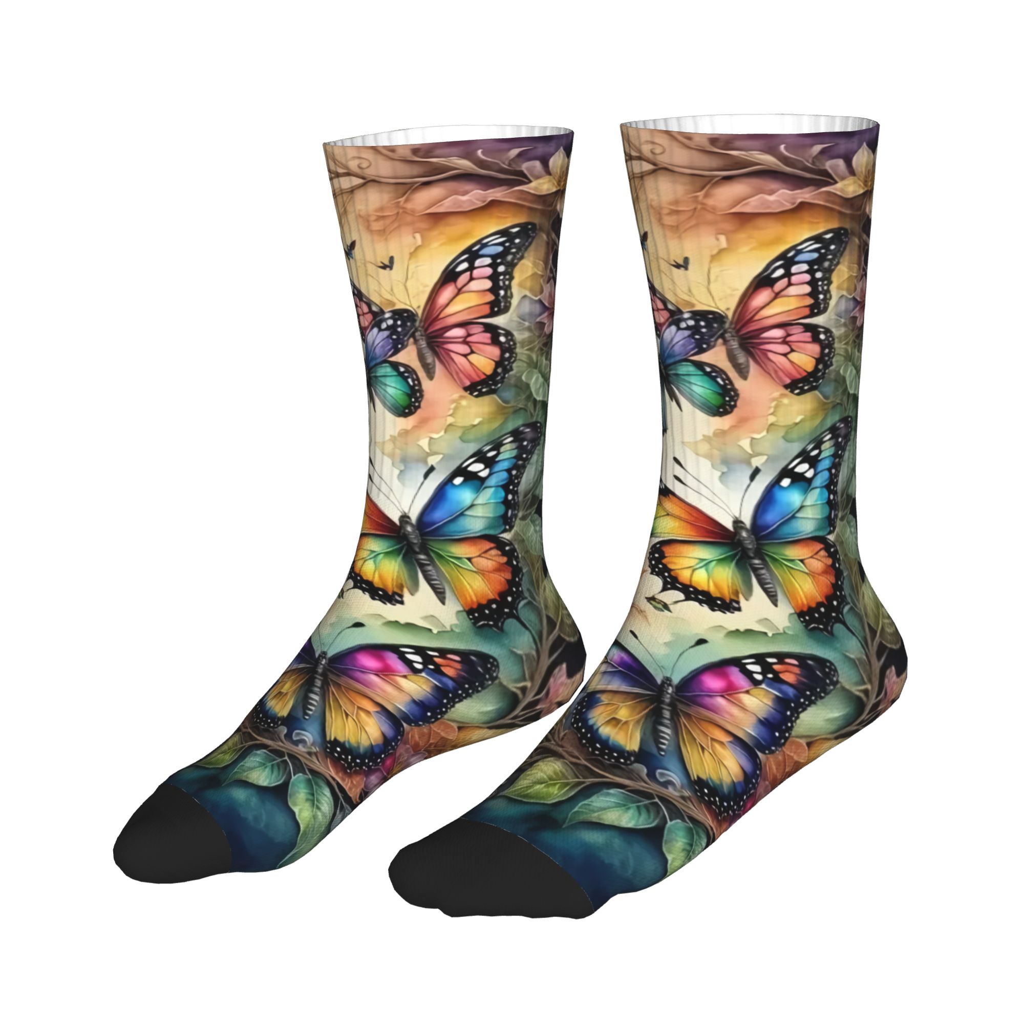 Colorful Butterflies and Flowe - Dress Sock Men บทวิจารณ์และราคา