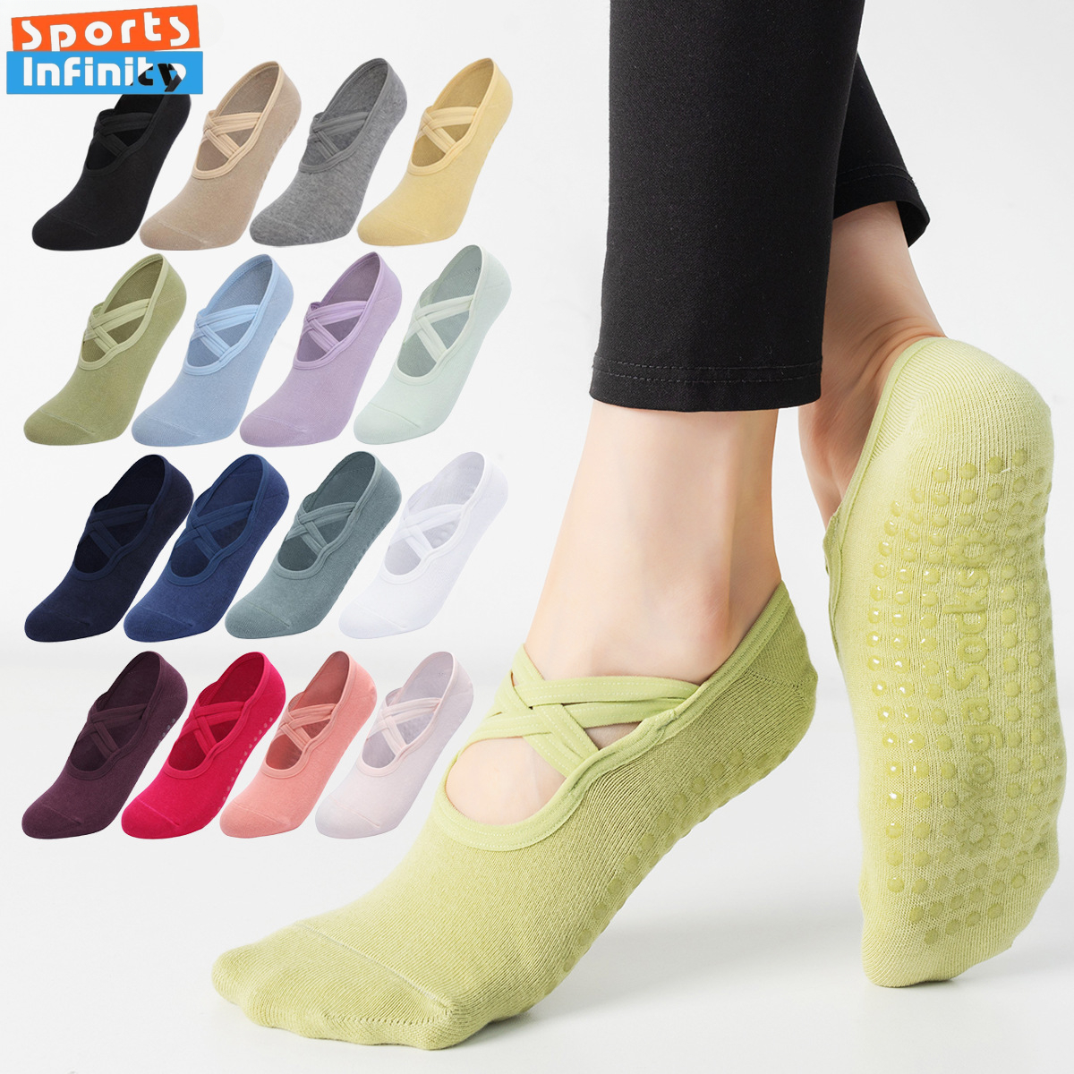 Fashion Cross Straps Backless  - Grip Sock Yoga บทวิจารณ์และราคา