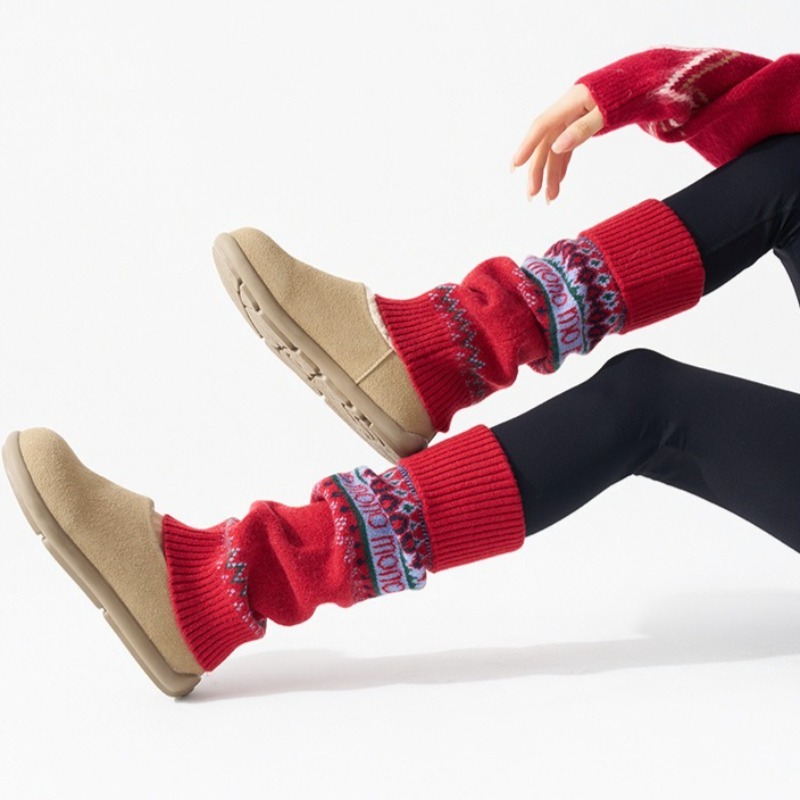 ​Fair Isle Knitted Leg Warmers - Boot Sock Slouchy บทวิจารณ์และราคา