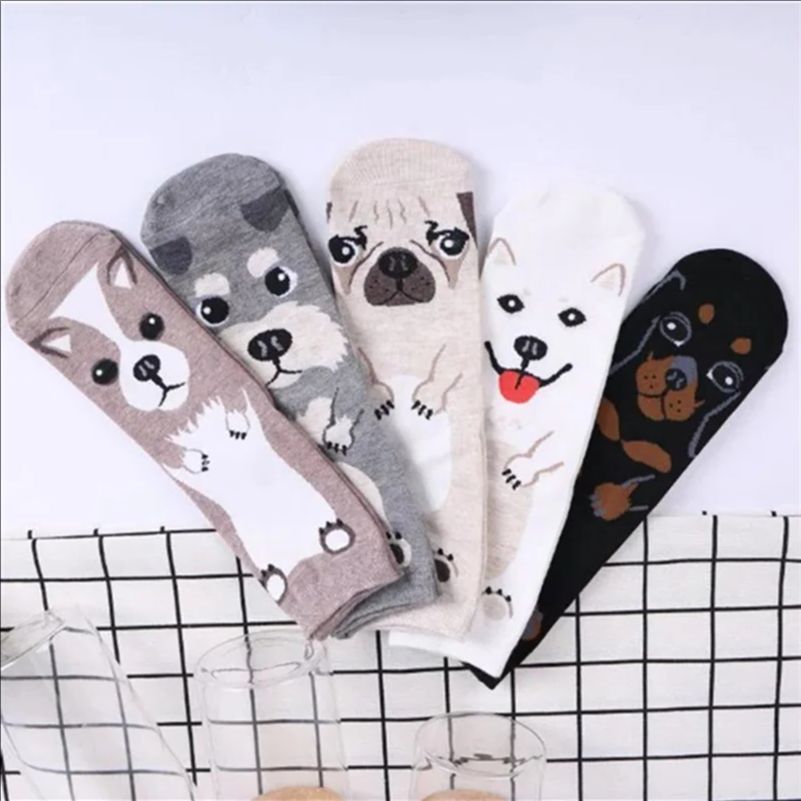 5 Pairs/pack Funny Cartoon Dog - Cotton Crew Sock Pack บทวิจารณ์และราคา