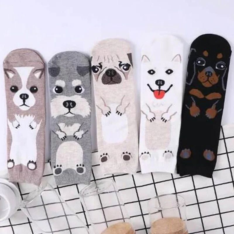 5 Pairs/pack Funny Cartoon Dog - Cotton Crew Sock Pack บทวิจารณ์และราคา