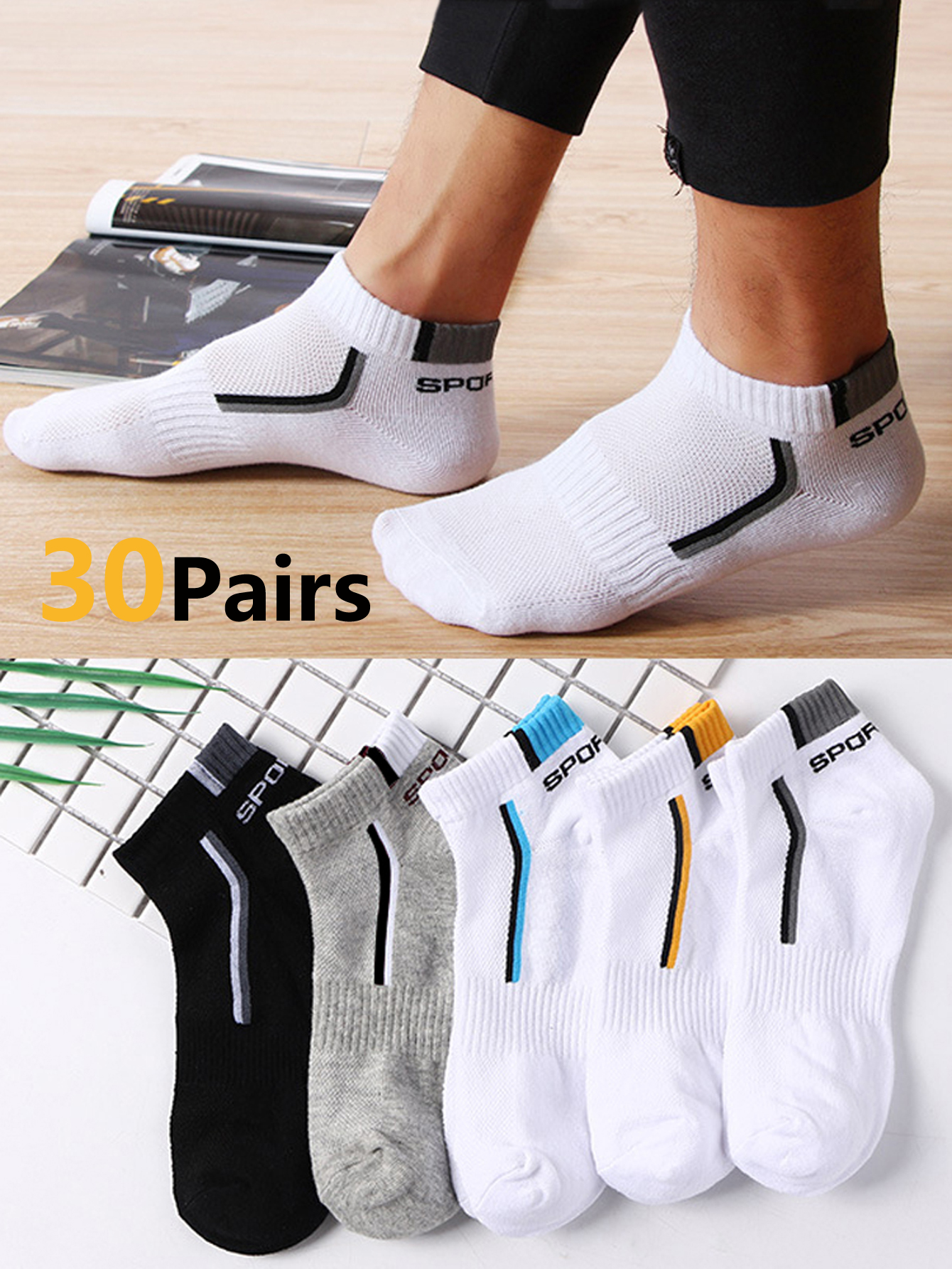 30Pairs Men's Mesh Breathable  - Ankle Sock Low Cut บทวิจารณ์และราคา