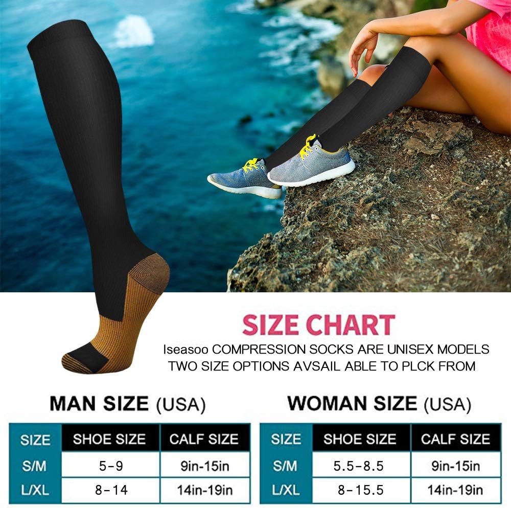 6 Pairs Solid Color Copper Com - Compression Sock Medical บทวิจารณ์และราคา
