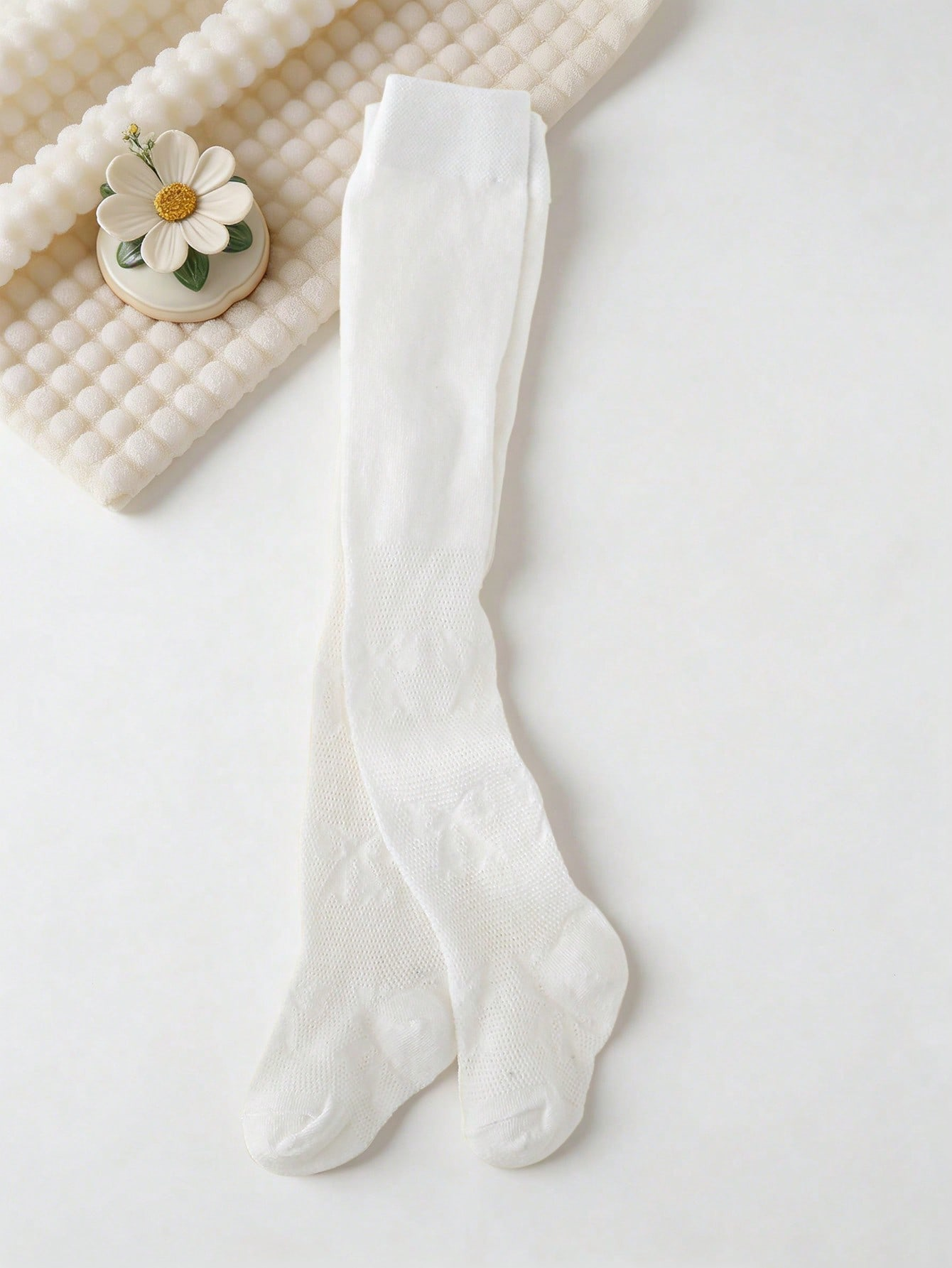 3/1 Pcs Girls White Bow Print  - Tights Pantyhose Sheer บทวิจารณ์และราคา