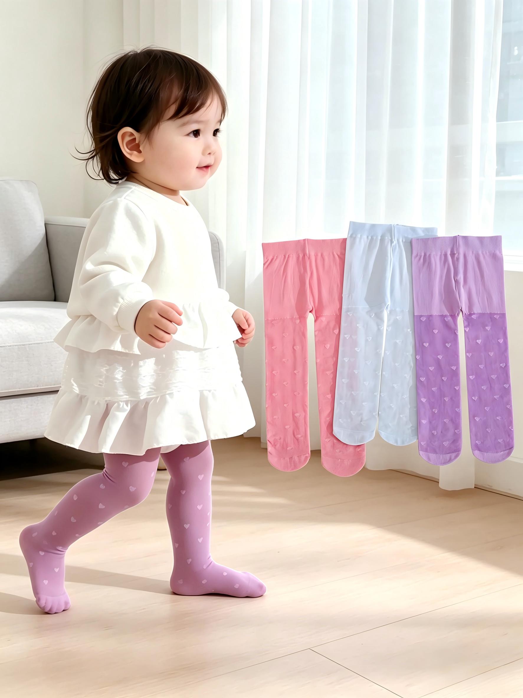 3PCS Toddler Girls Heart Print - Tights Pantyhose Sheer บทวิจารณ์และราคา