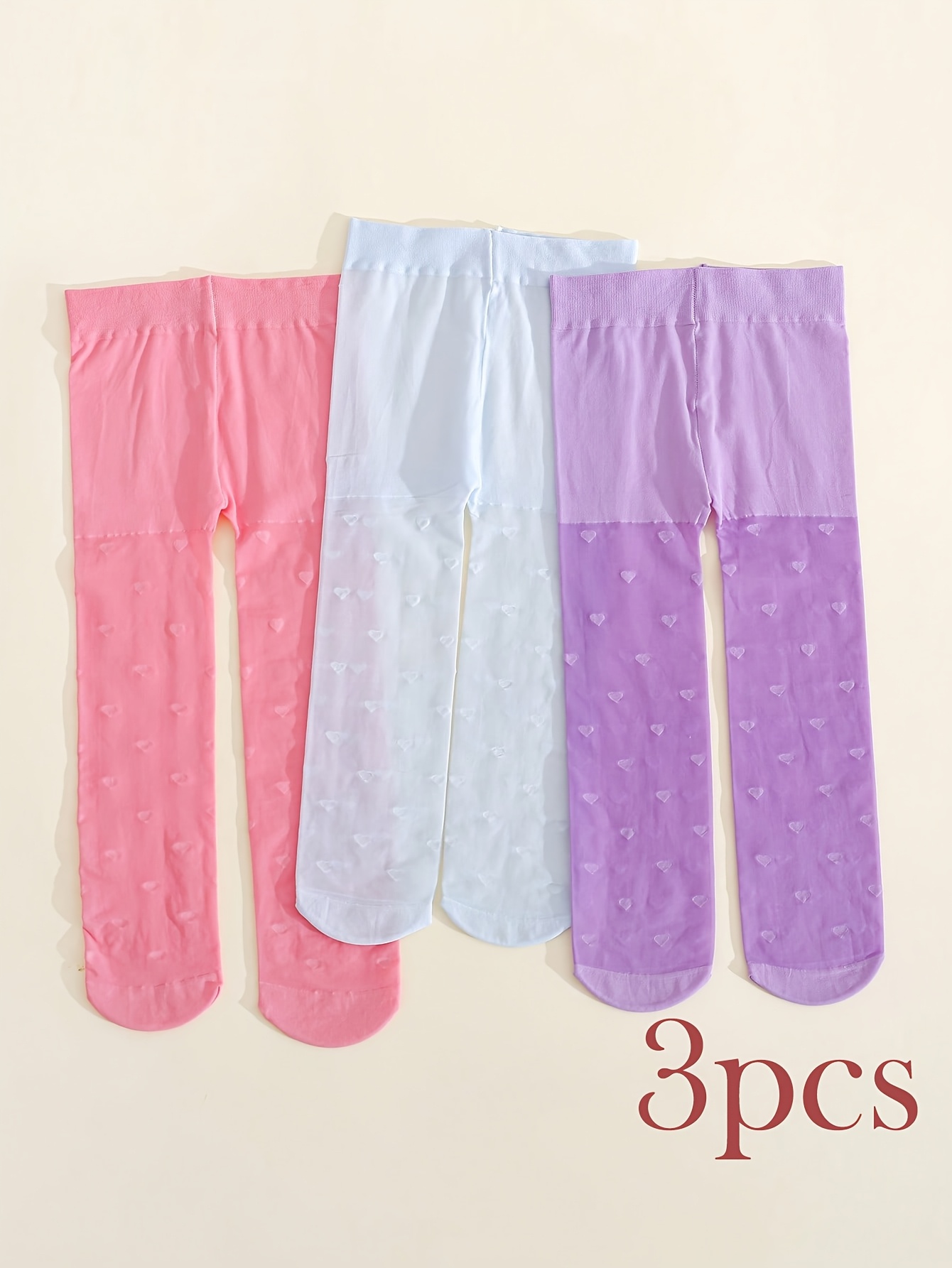3PCS Toddler Girls Heart Print - Tights Pantyhose Sheer บทวิจารณ์และราคา