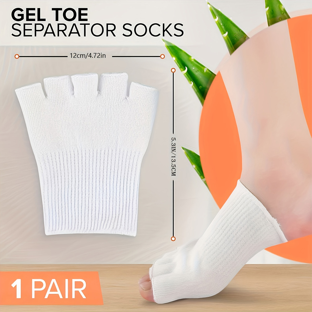 1 Pair Cotton Fiber Gel Split  - Toe Sock Split บทวิจารณ์และราคา