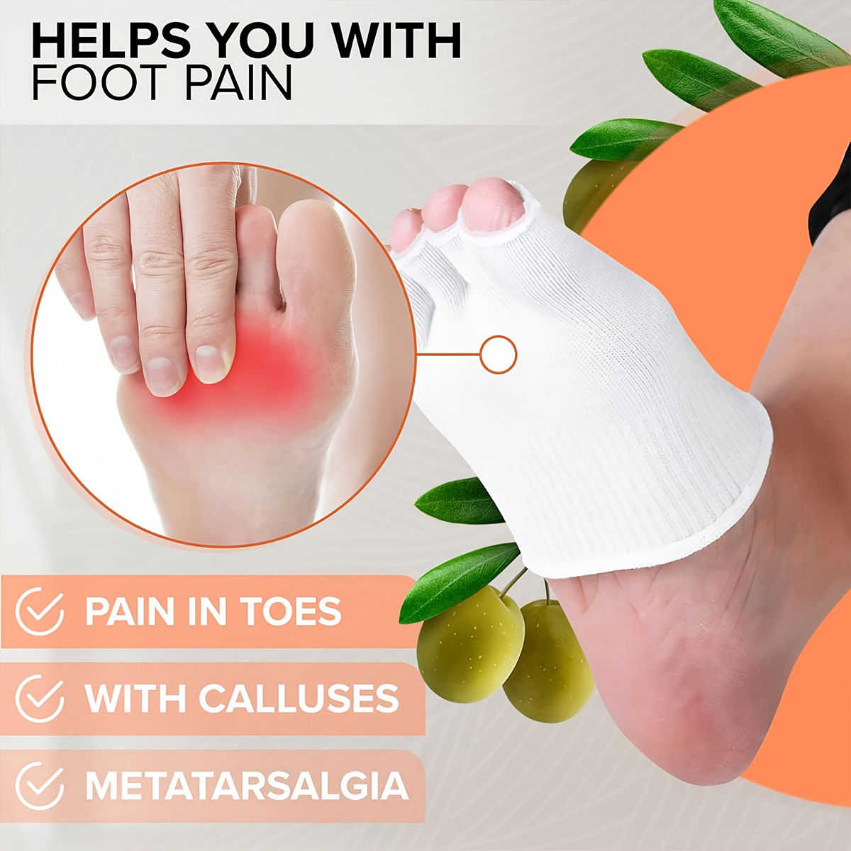1 Pair Cotton Fiber Gel Split  - Toe Sock Split บทวิจารณ์และราคา