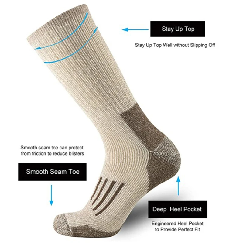 80% Wool Socks Thicken Warm Hi - Wool Hiking Sock บทวิจารณ์และราคา