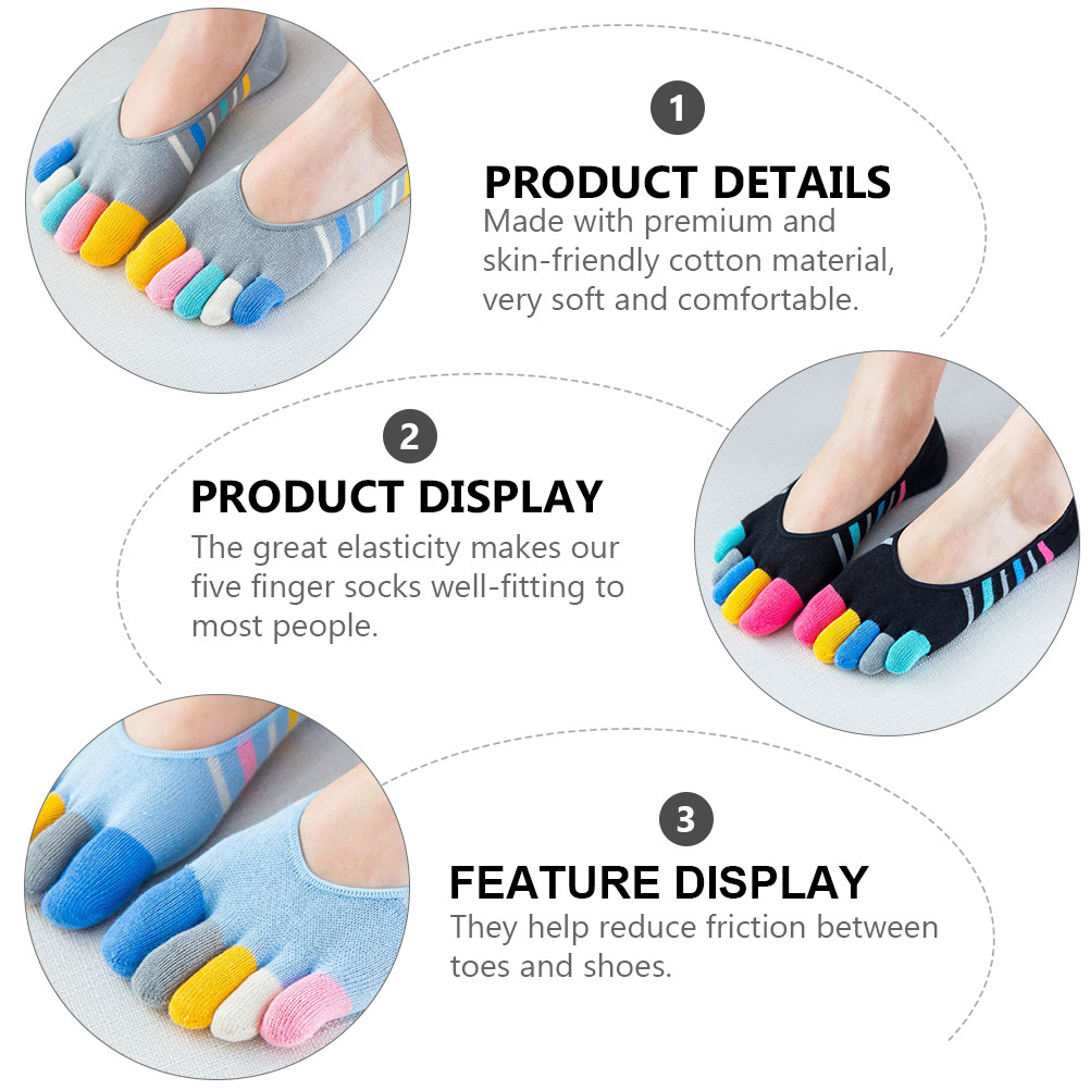 5Pairs Yoga Toe Socks Women In - Invisibility Sock Loafer บทวิจารณ์และราคา